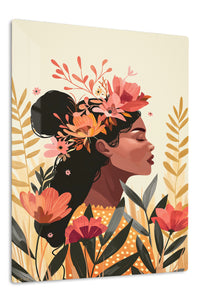 Floral Crown Portrait premium metal wall art – front view