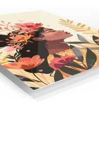 Floral Crown Portrait premium metal wall art – angled view