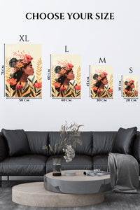EMESA metal wall art size comparison guide for Floral Crown Portrait