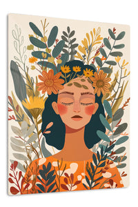 Blooming Boho Portrait premium metal wall art – front view