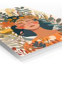 Blooming Boho Portrait premium metal wall art – angled view