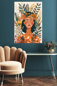 Blooming Boho Portrait metal wall art displayed in a contemporary living space