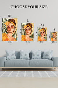EMESA metal wall art size comparison guide for Tropical Muse in Amber