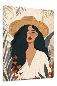 Sun Hat Botanical Muse premium metal wall art – front view