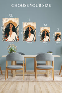 EMESA metal wall art size comparison guide for Sun Hat Botanical Muse