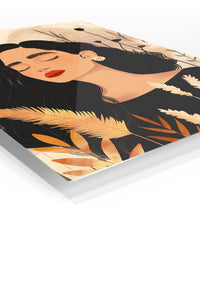 Serene Woman Among Wildflowers premium metal wall art – angled view