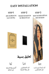 Magnetic mounting installation guide for Serene Woman Among Wildflowers metal wall art