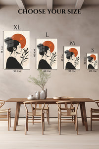 EMESA metal wall art size comparison guide for Terracotta Sun Portrait