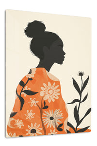 Floral Silhouette in Terracotta premium metal wall art – front view
