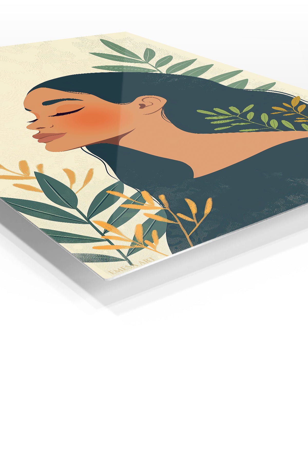 Sunlit Botanical Reverie premium metal wall art – angled view