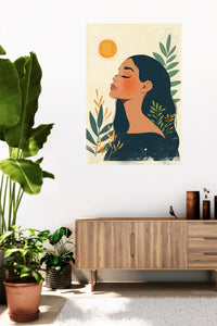 Sunlit Botanical Reverie metal wall art displayed in a contemporary living space
