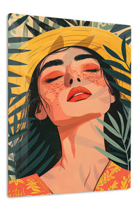 Tropical Sunhat Portrait premium metal wall art – front view