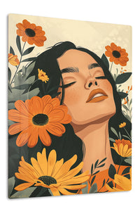 Sunflower Reverie Portrait premium metal wall art – front view
