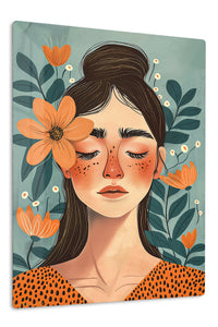 Floral Reverie Portrait premium metal wall art – front view
