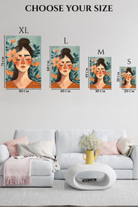 EMESA metal wall art size comparison guide for Floral Reverie Portrait