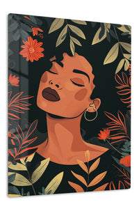 Tropical Floral Portrait premium metal wall art – front view