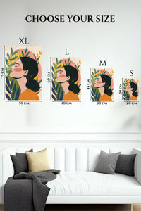 EMESA metal wall art size comparison guide for Botanical Profile in Warm Sunset