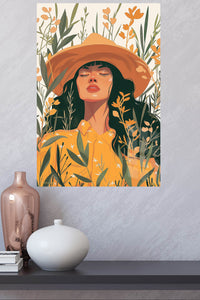 Sunlit Wildflower Muse metal wall art displayed in a modern interior