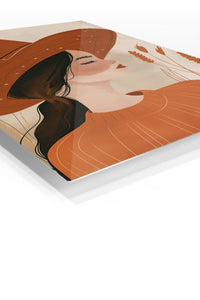 Terracotta Hat Portrait premium metal wall art – angled view
