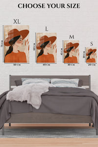 EMESA metal wall art size comparison guide for Terracotta Hat Portrait
