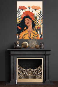 Poppy Reverie metal wall art displayed in a modern interior