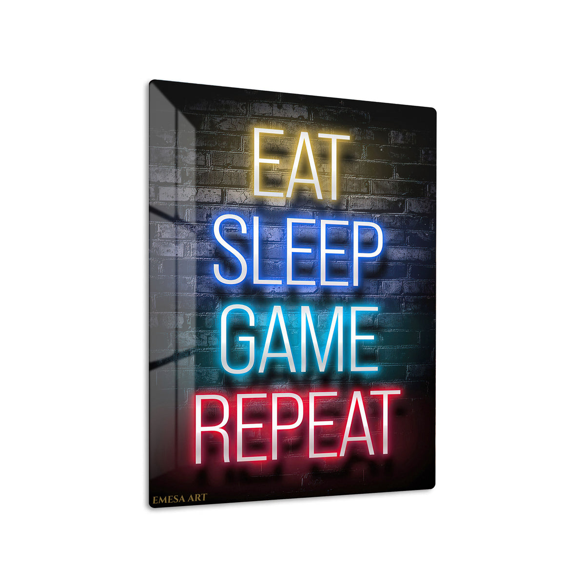 Eat Sleep Game Repeat Neon Metal Wall Art | EMESA ART