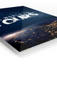 The World Is Yours Space Quote premium metal wall art – angled view