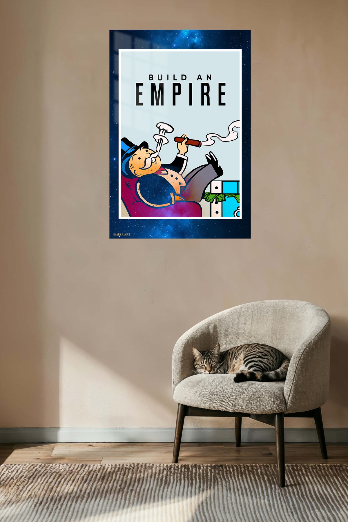Build an Empire metal wall art displayed in a contemporary living space