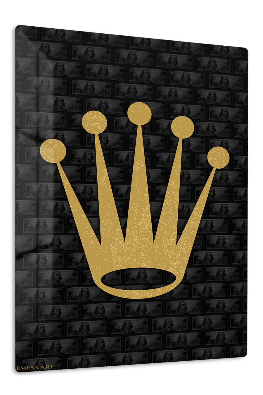 Golden Crown of Ambition premium metal wall art – front view