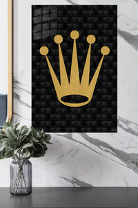 Golden Crown of Ambition metal wall art displayed in a modern interior