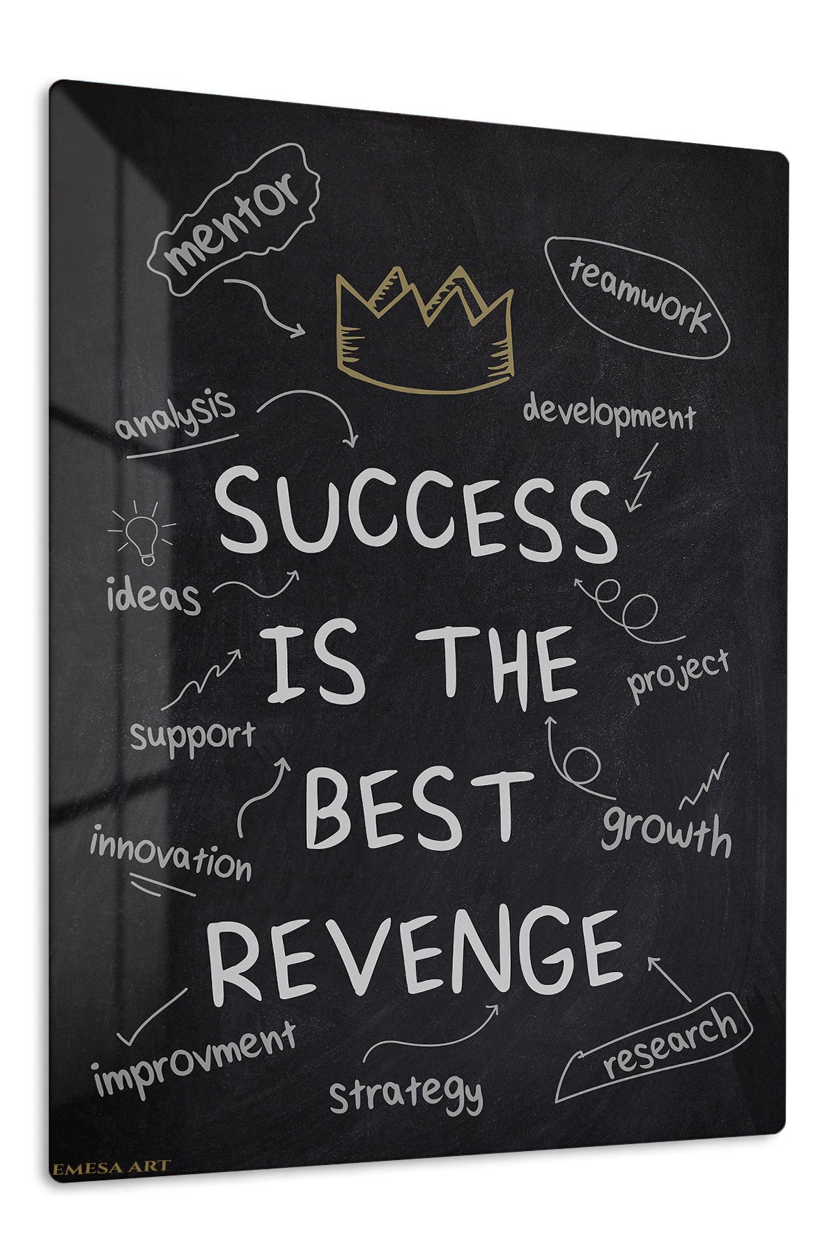 Success Is the Best Revenge Chalkboard premium metal wall art – front view