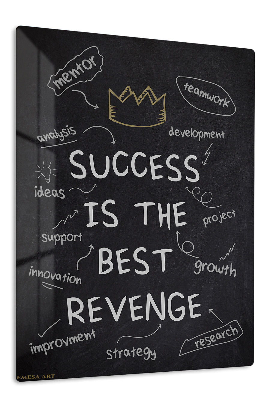 Success Is the Best Revenge Chalkboard premium metal wall art – front view