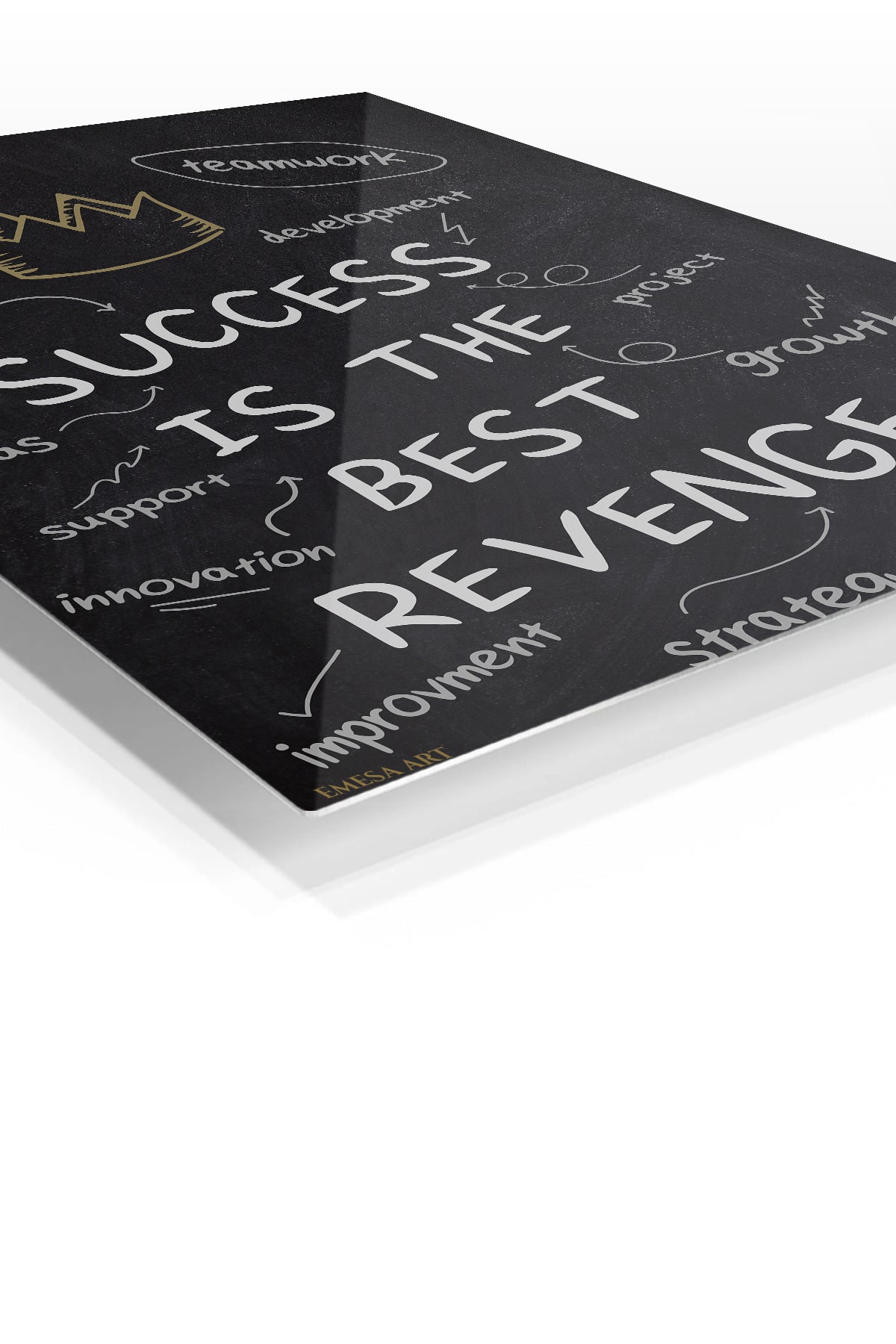 Success Is the Best Revenge Chalkboard premium metal wall art – angled view
