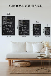 EMESA metal wall art size comparison guide for Success Is the Best Revenge Chalkboard
