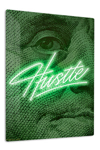 Green Hustle Portrait premium metal wall art – front view