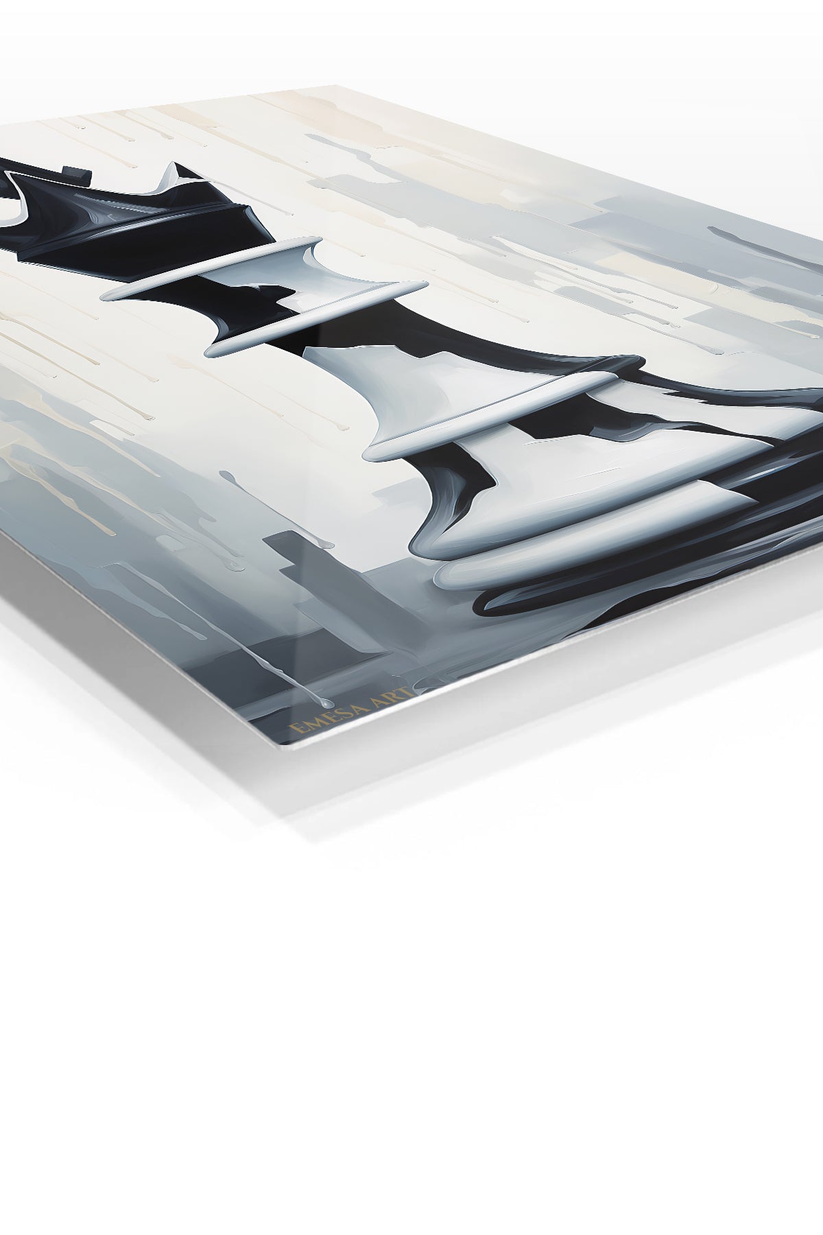 Monochrome Chess King premium metal wall art – angled view