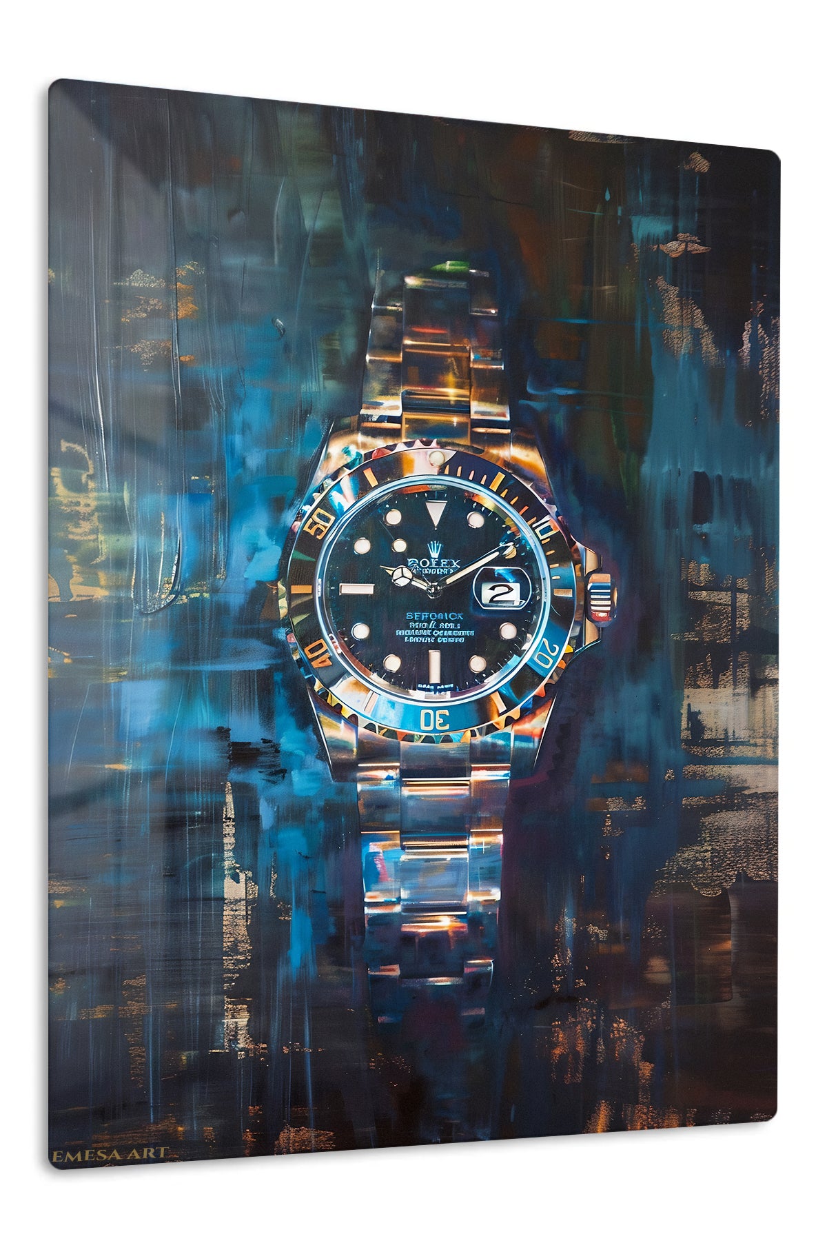 Midnight Diver Watch premium metal wall art – front view
