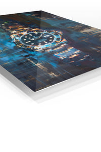 Midnight Diver Watch premium metal wall art – angled view