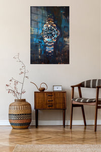 Midnight Diver Watch metal wall art displayed in a contemporary living space