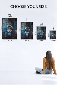 EMESA metal wall art size comparison guide for Midnight Diver Watch