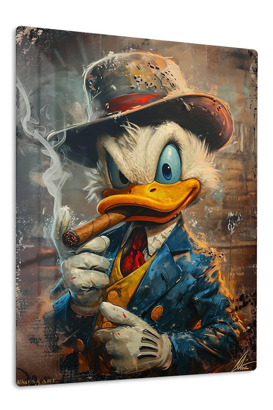 Cigar Smoke Duck Gentleman premium metal wall art – front view