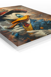 Cigar Smoke Duck Gentleman premium metal wall art – angled view