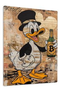 Top Hat Duck Crypto Toast premium metal wall art – front view