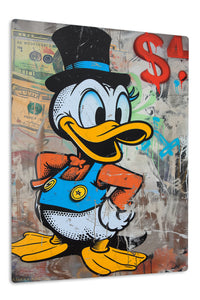 Top Hat Duck and Dollar Sign premium metal wall art – front view