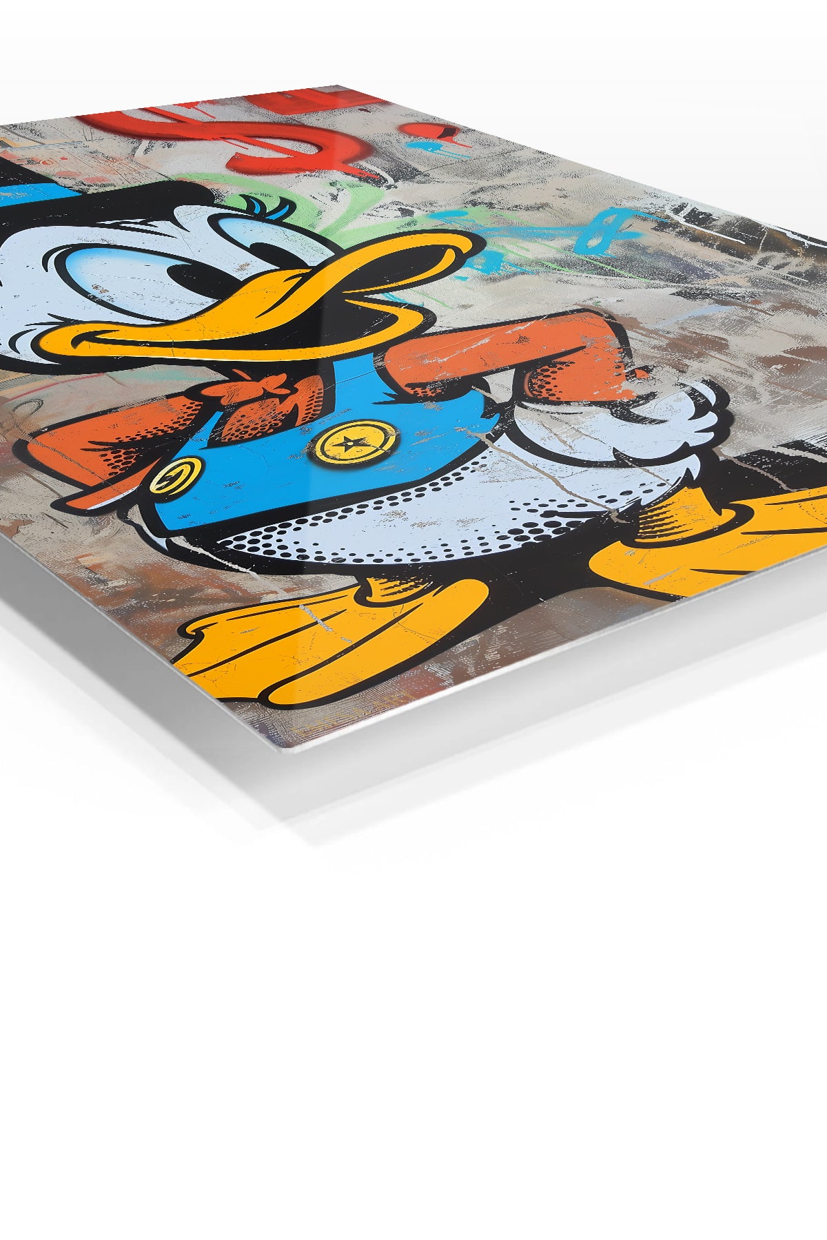 Top Hat Duck and Dollar Sign premium metal wall art – angled view