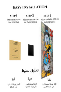 Magnetic mounting installation guide for Top Hat Duck and Dollar Sign metal wall art