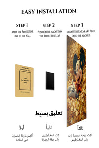 Magnetic mounting installation guide for Cheerful Mouse Among Gold Coins metal wall art
