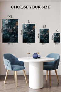 EMESA metal wall art size comparison guide for Midnight Chronograph in Stone