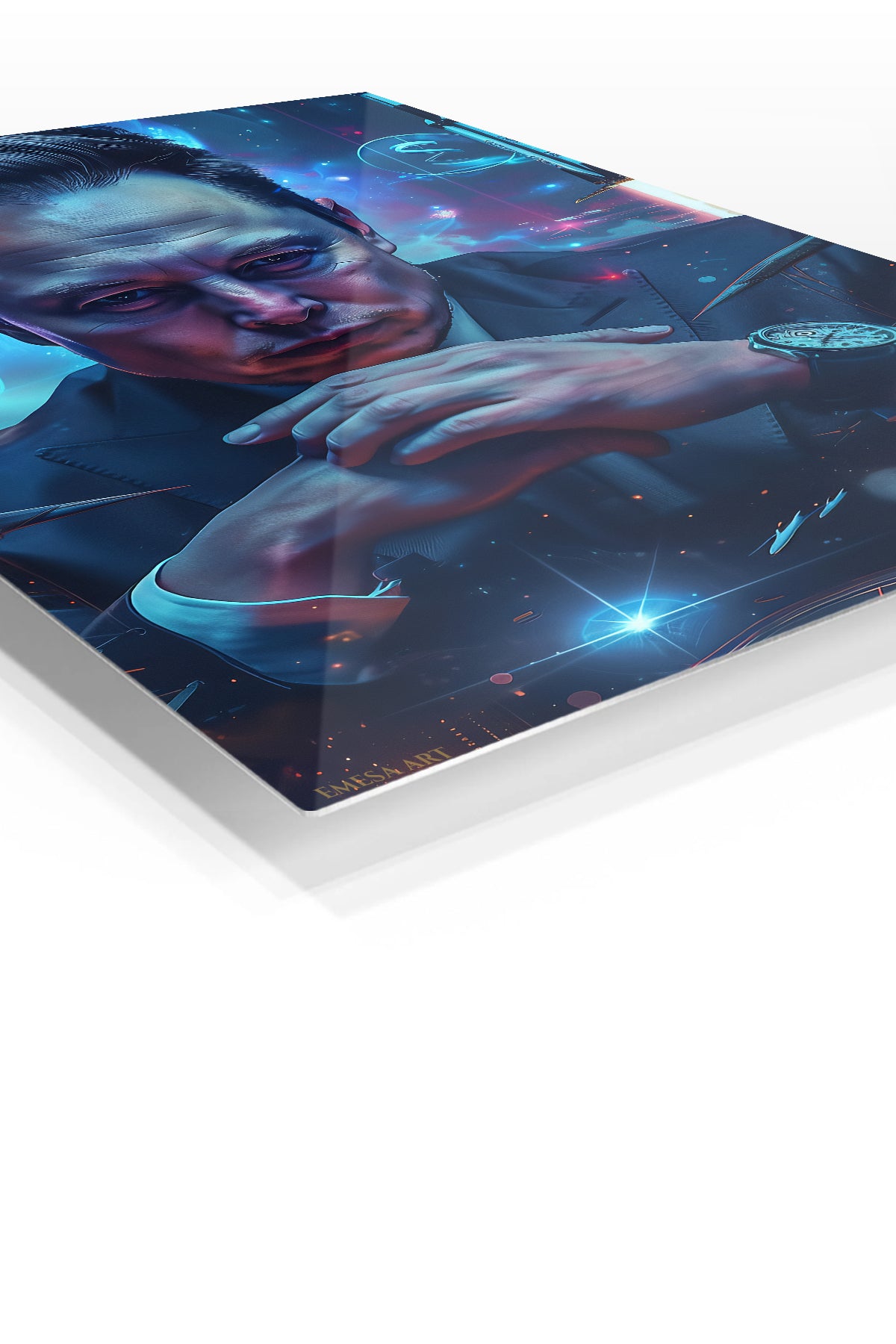 Cosmic Visionary premium metal wall art – angled view