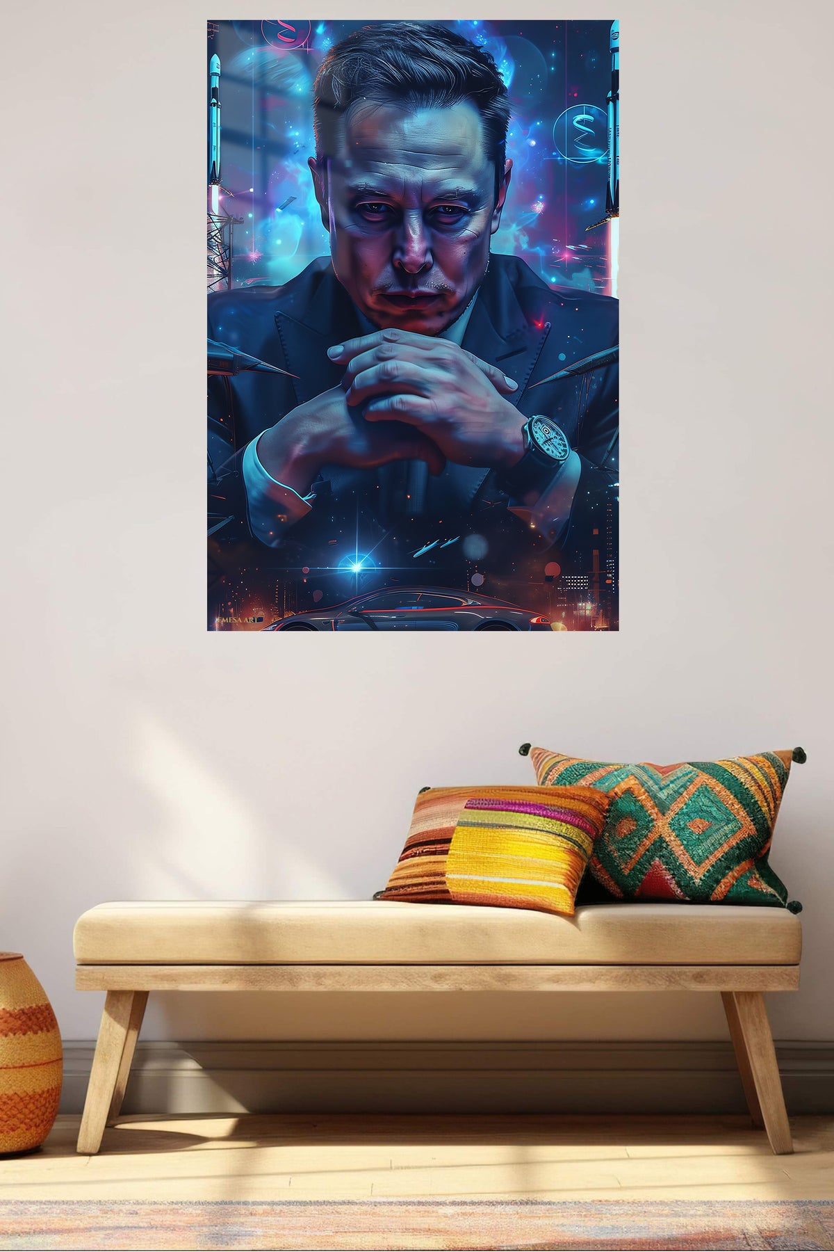 Cosmic Visionary metal wall art displayed in a contemporary living space